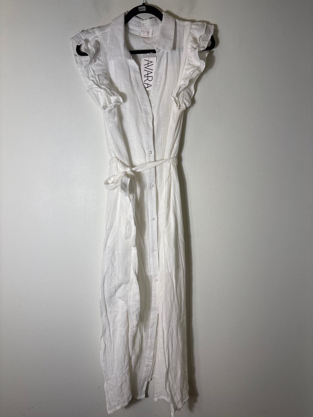 NWT Fate Sleeveless Flutter Sleeve Button Up Maxi Dress Sz L